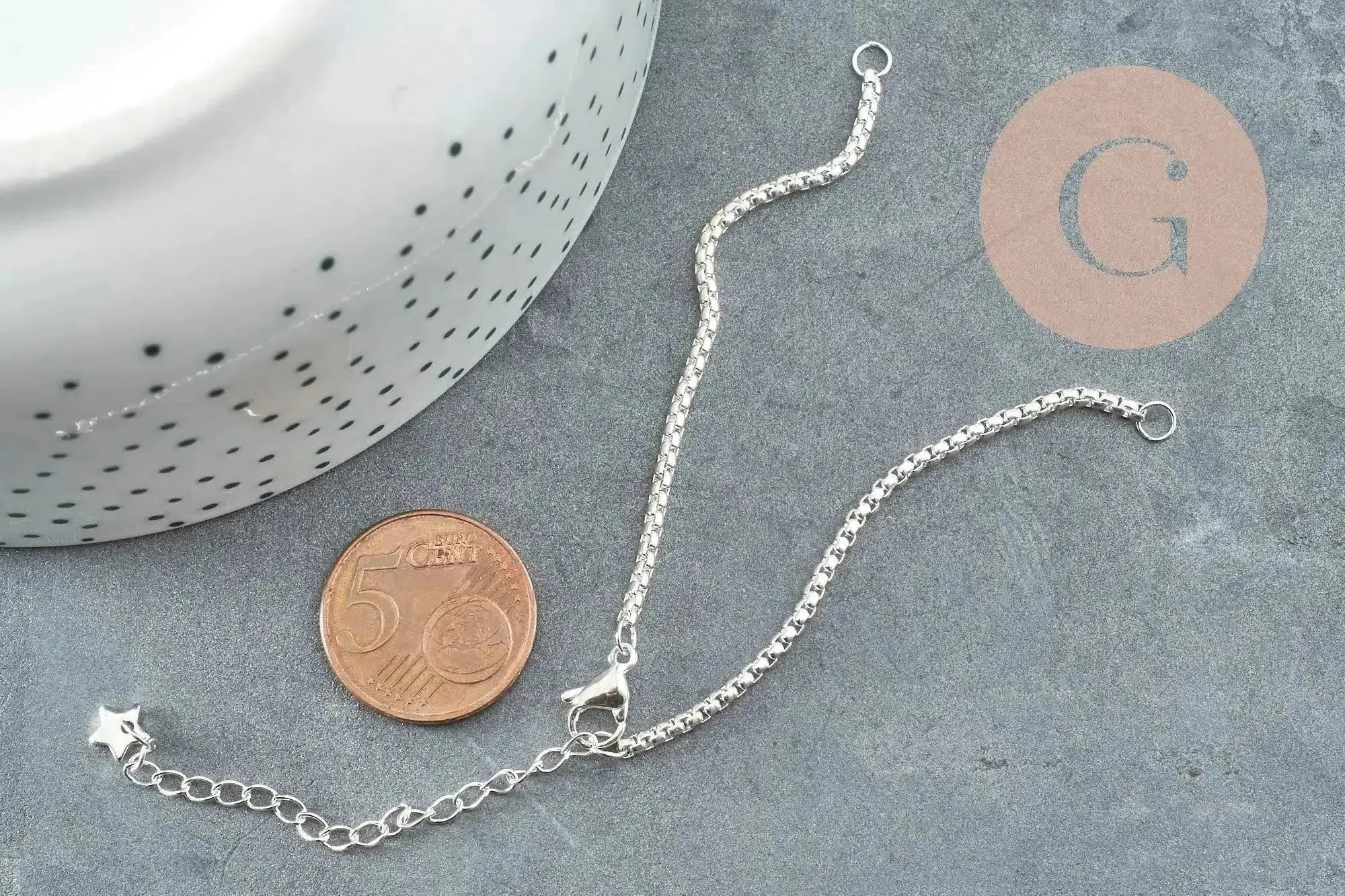 Gingerlily Perles Base bracelet vénitienne acier platine 15,5 cm x1