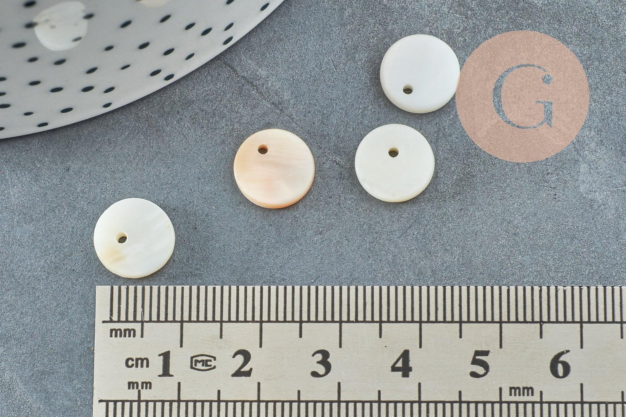 Gingerlily Perles Pendentifs DIY rond nacre G0360 blanc 11mm x10