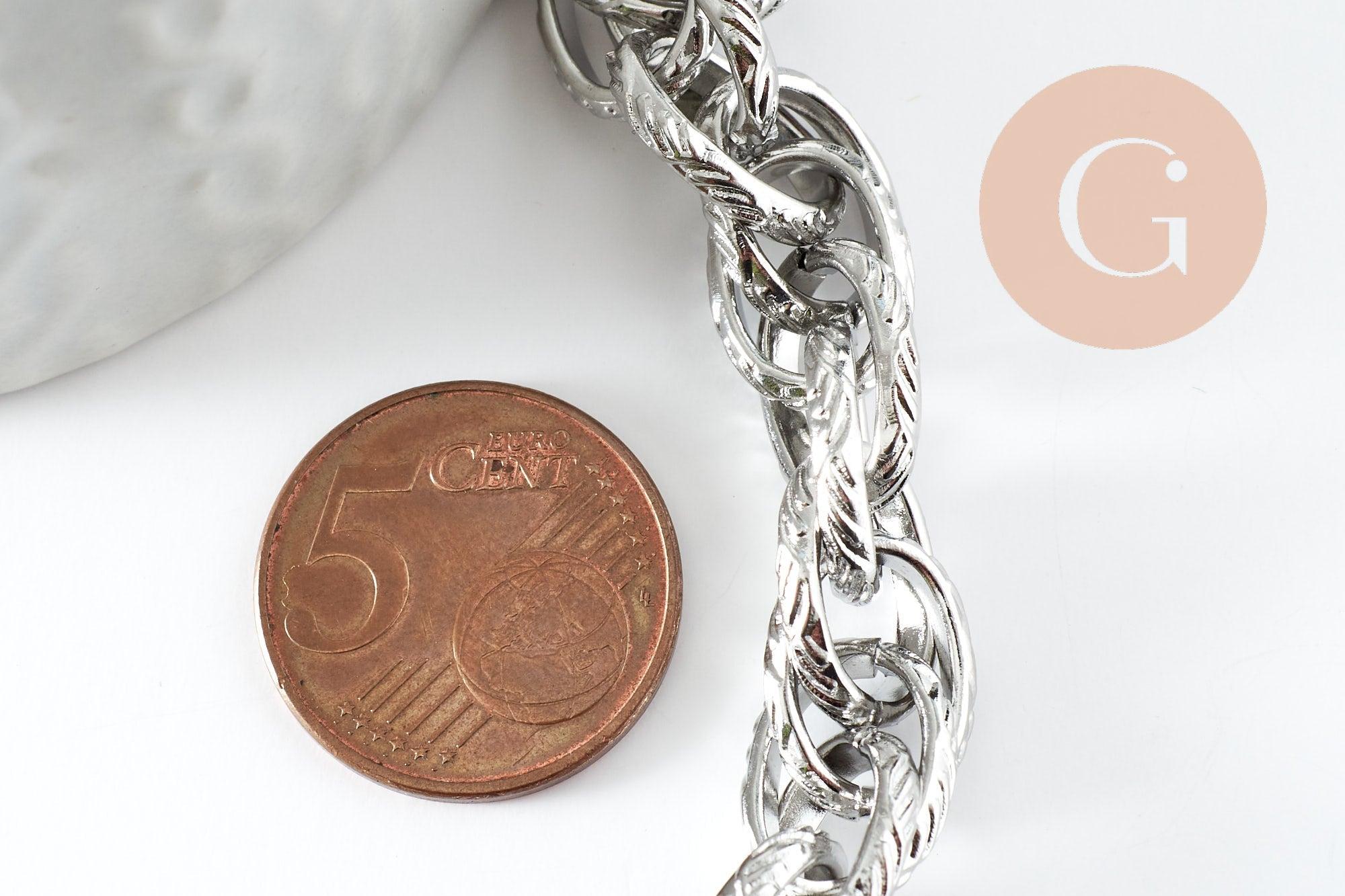 Gingerlily Bracelet grosse maille acier platine 20,5cm x1