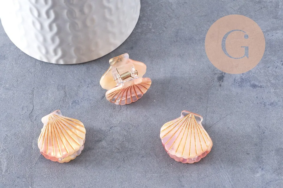 Gingerlily Perles pince cheveux acétate orange doré 26mm x1
