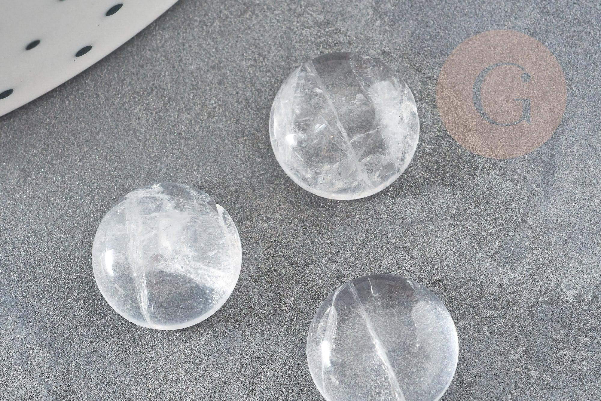Gingerlily Cabochon rond cristal de roche naturel 12mm x1
