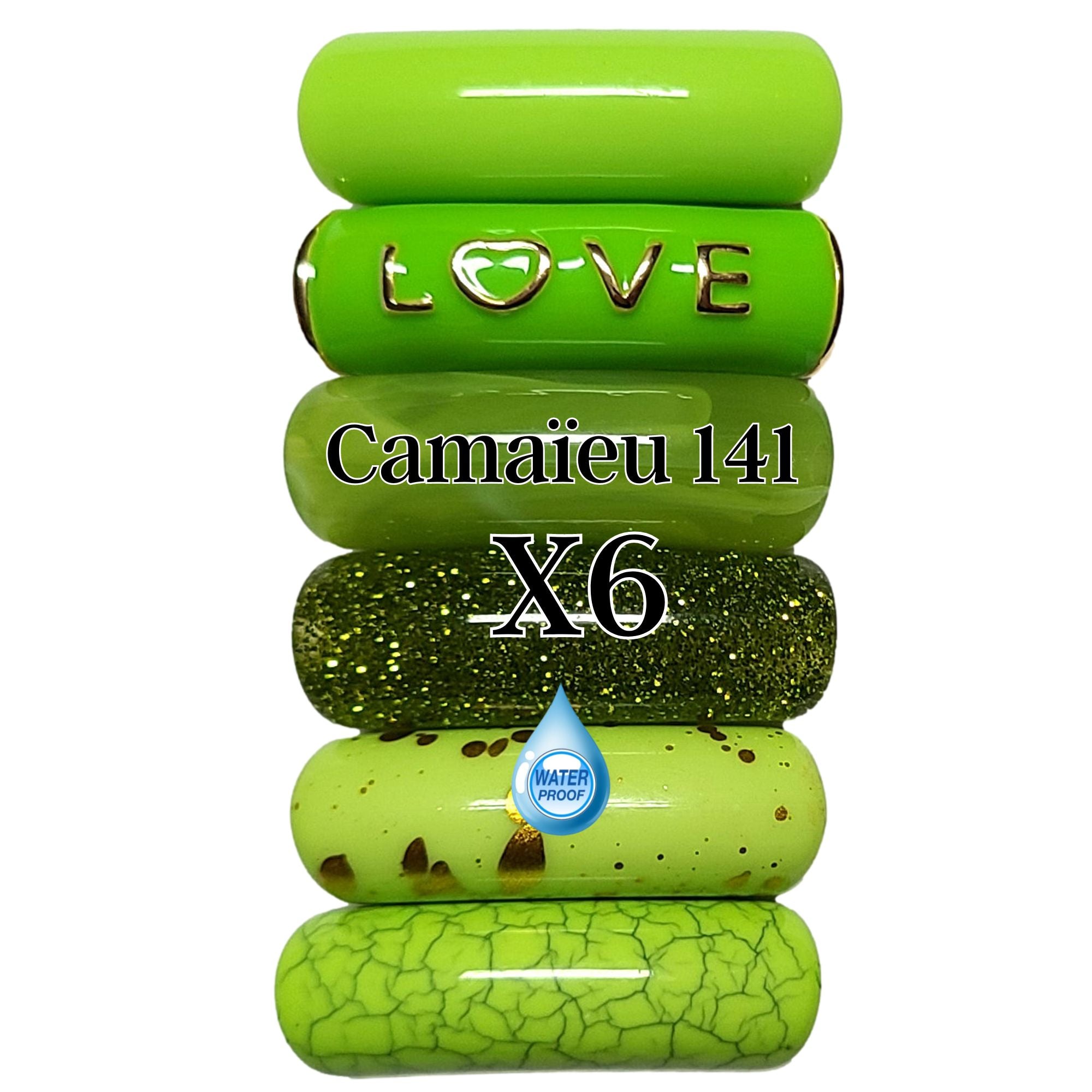 ARTSHOP Camaieu 141 tubes incurvés perles vert Love x6