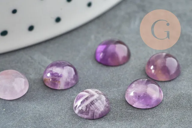 Gingerlily Cabochon rond G8784 améthyste naturelle 8mm x1