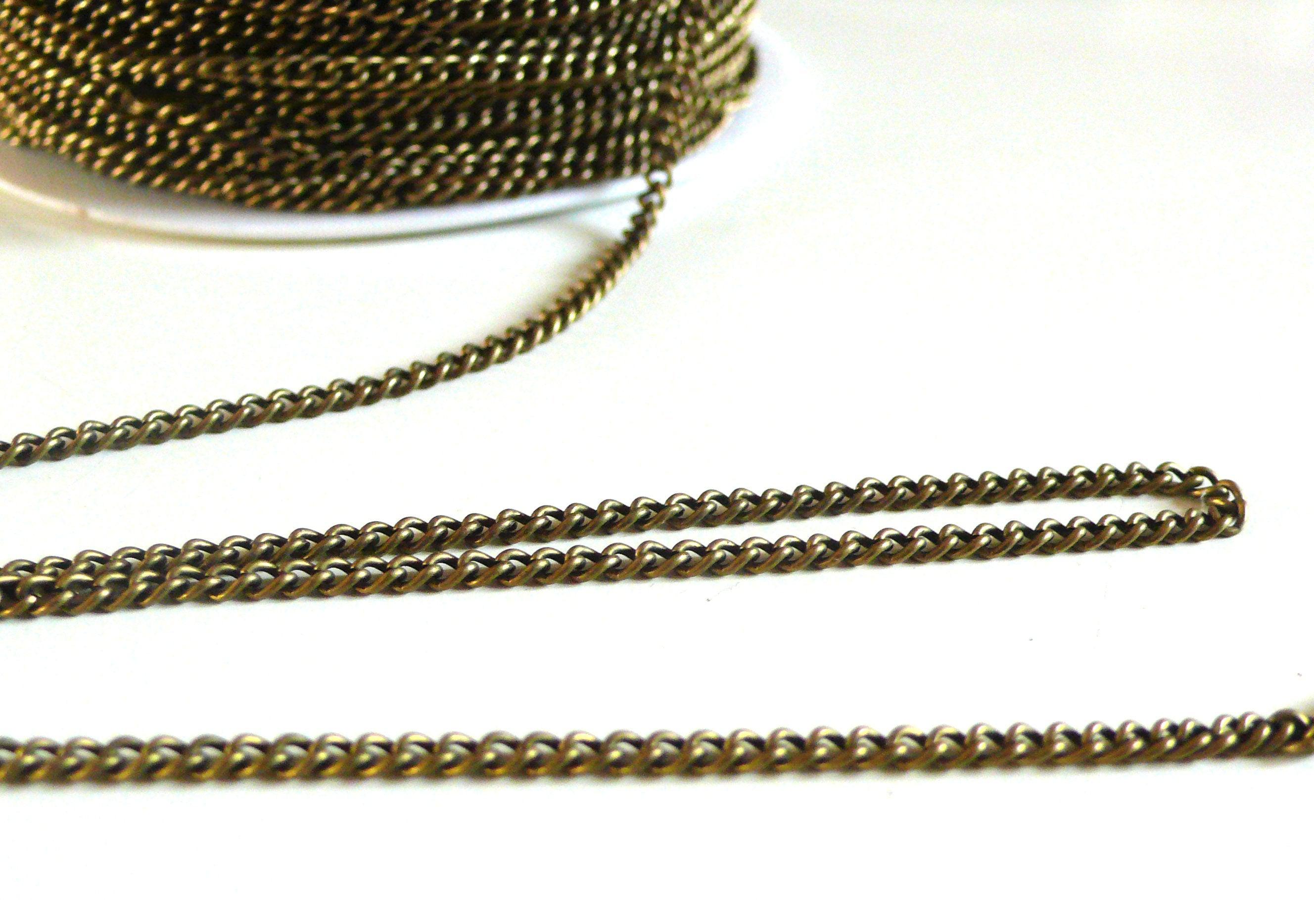 Gingerlily Chaînes DIY chaîne plate bronze 2 mm 92 mètres
