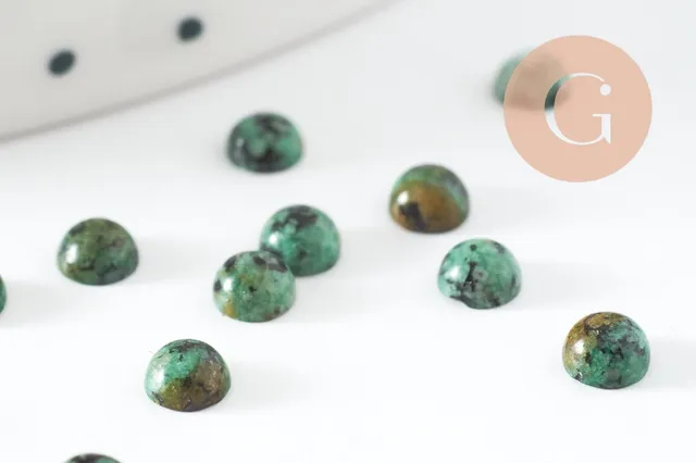 Gingerlily Cabochon rond turquoise africaine 4mm pierre x1