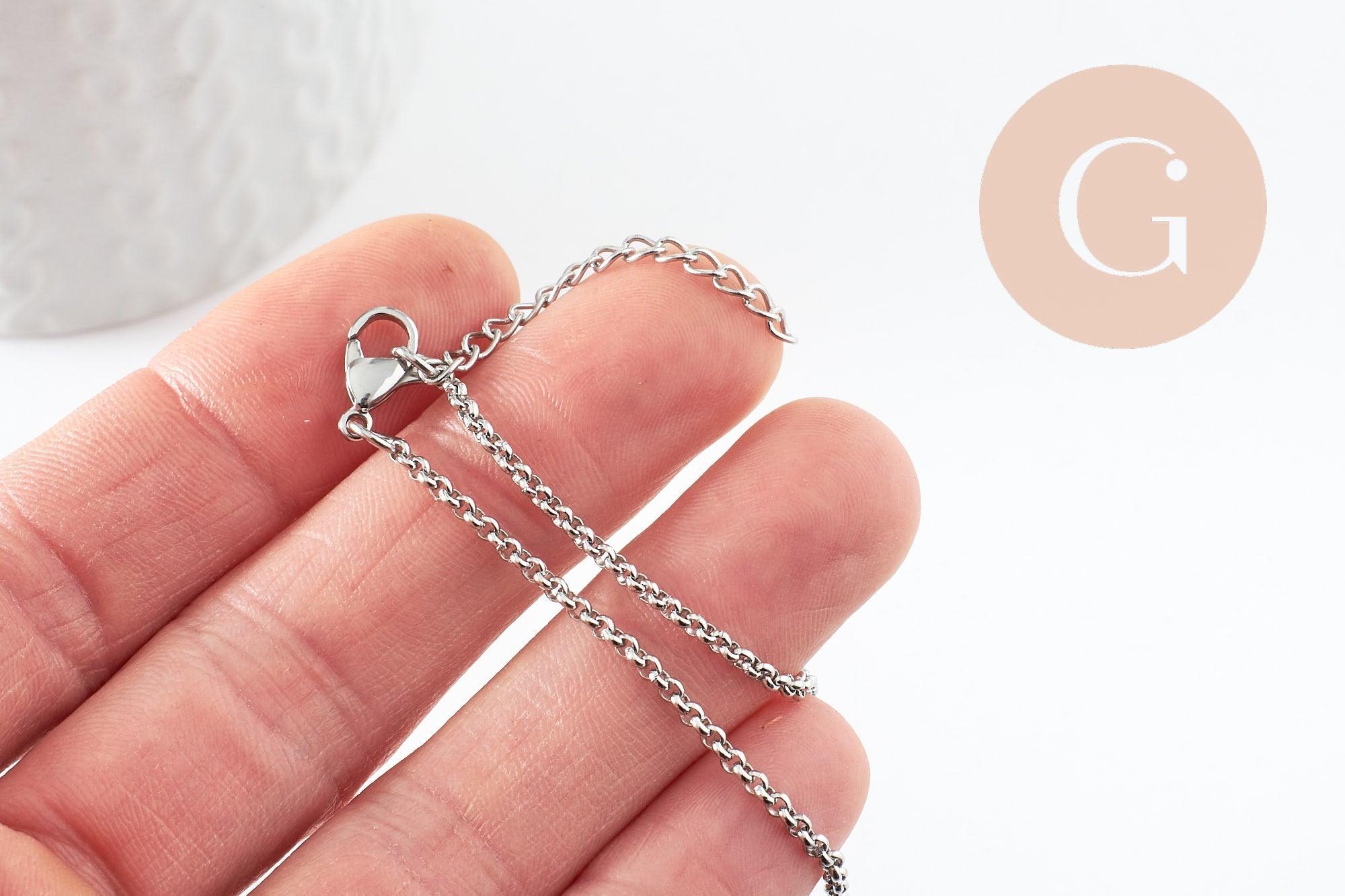 Gingerlily Apprêts Base bracelet rolo acier platine 16,5cm
