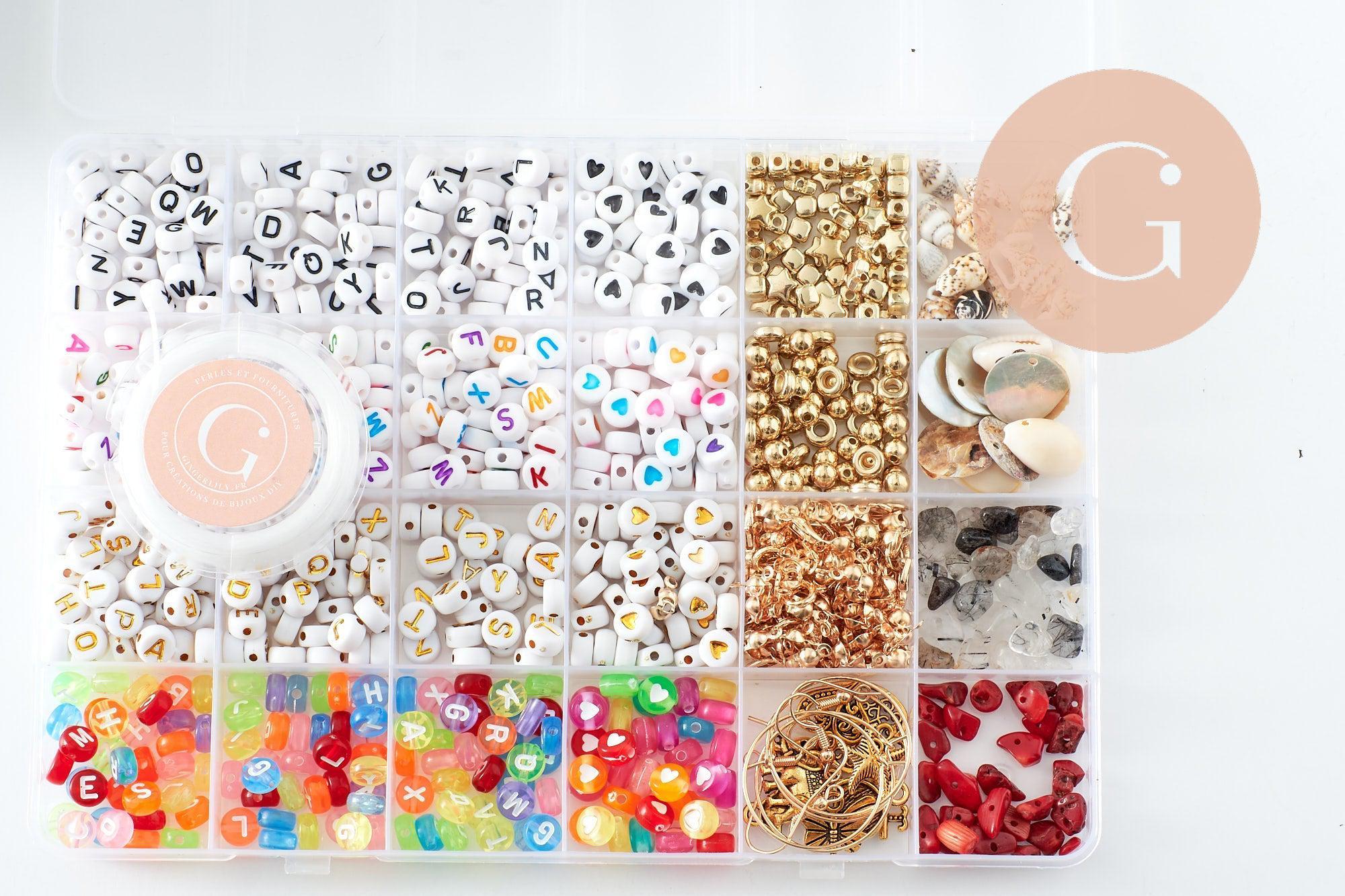 Gingerlily Kits G9712 kit création bijoux perles lettres avec boîte