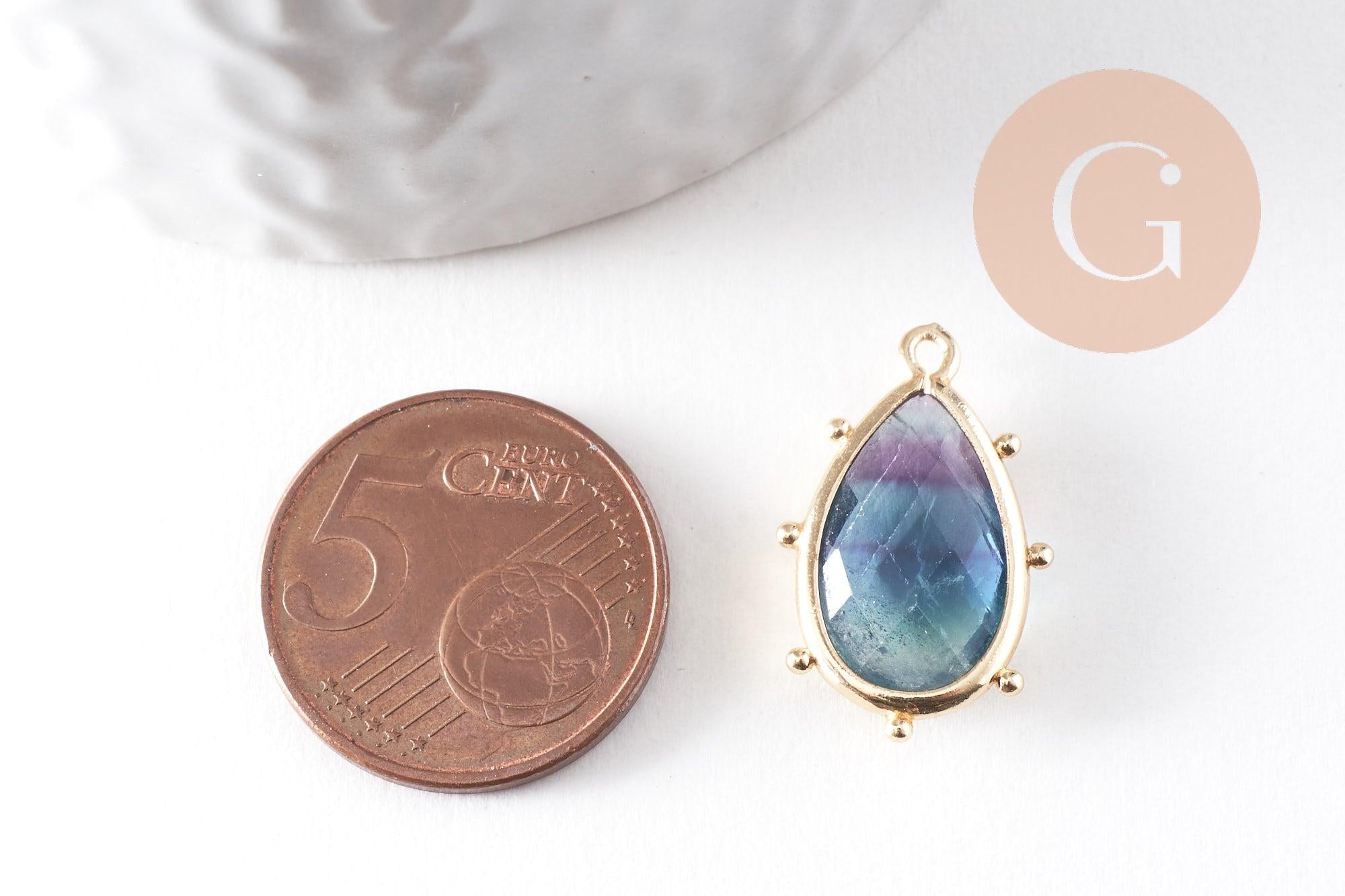Gingerlily Pendentif goutte fluorite doré 22.5mm x1