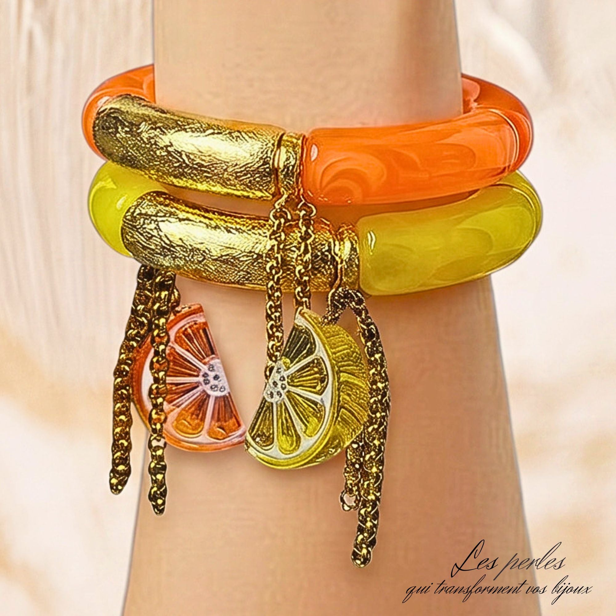 ARTSHOP Vitamines bracelet signature orange monté acrylique