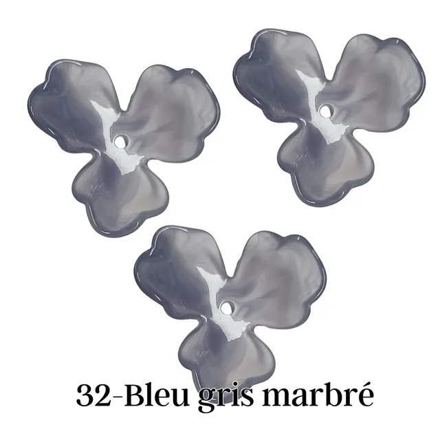 ARTSHOP Flower power fleur orchidée 32 fleur acrylique bleu gris 20MM