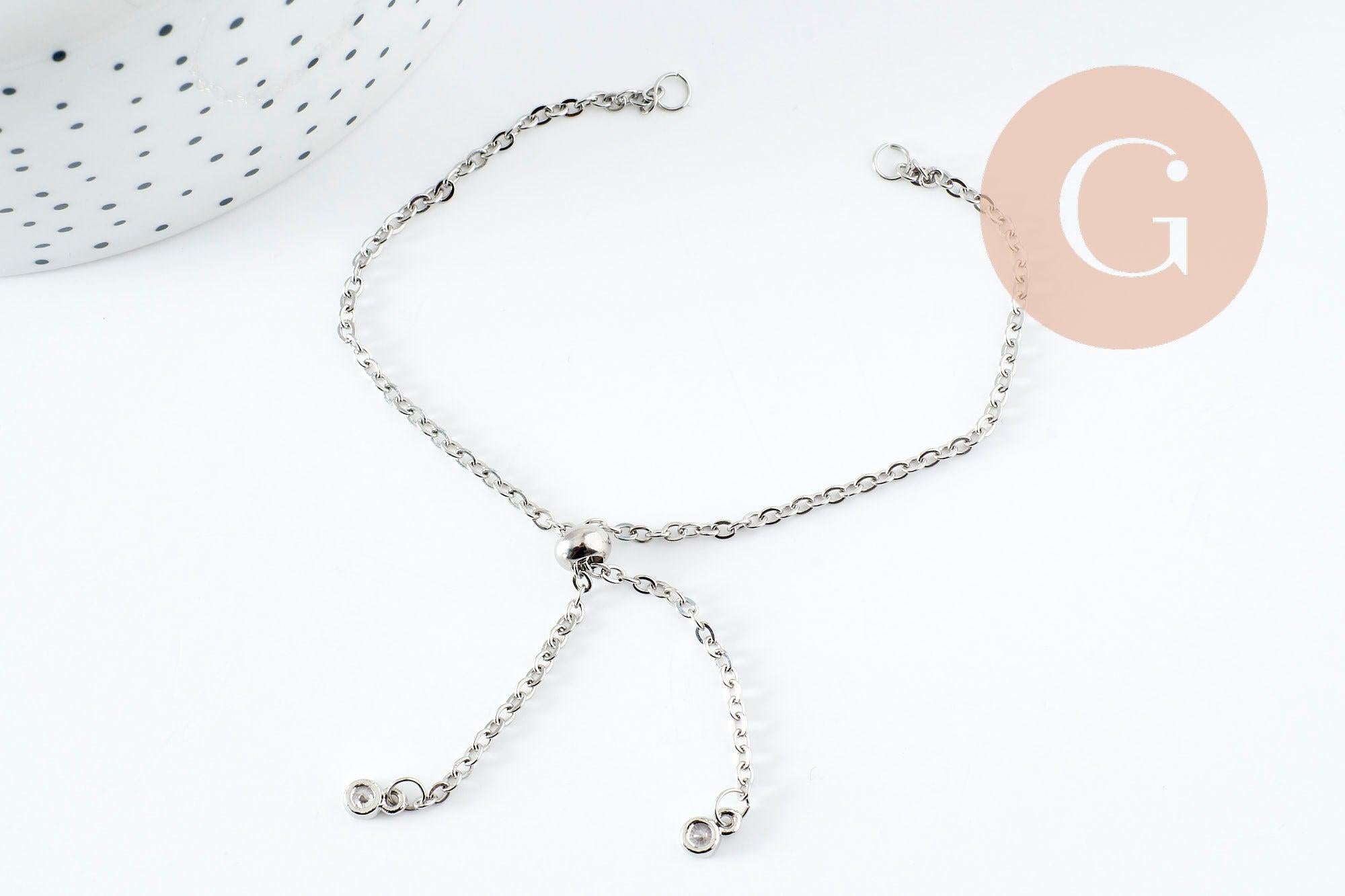 Gingerlily G10230 base bracelet acier zircon 26,6cm