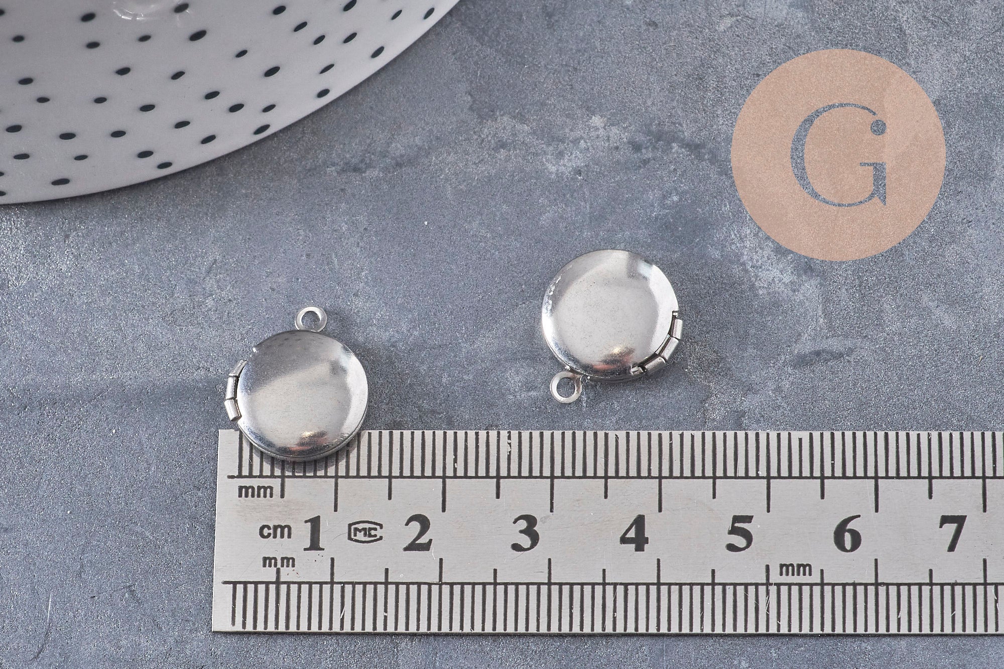 Gingerlily Perles Locket rond G10985 pendentif acier 16mm x1