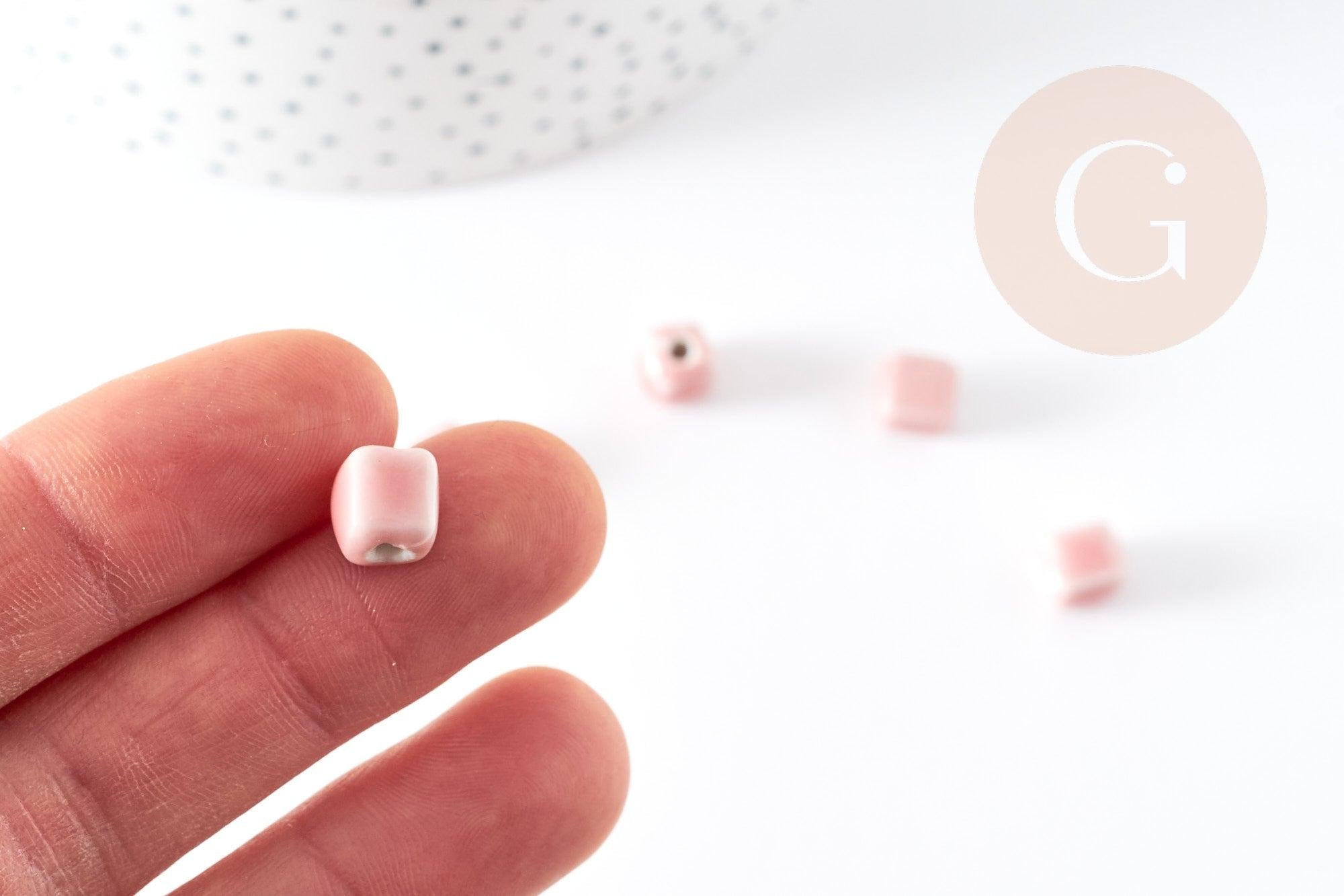 Gingerlily G9150 perles cube céramique rose 8mm x5