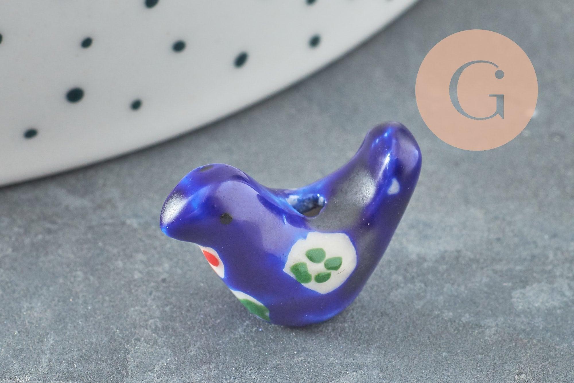 Gingerlily oiseau G9818 perle porcelaine 19mm x1
