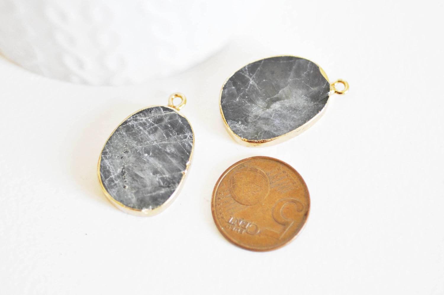 Gingerlily Pendentif ovale labradorite naturelle 28 mm x1