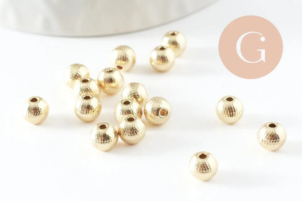 Gingerlily Perles zamac G9543 doré strié rondes 5mm x20