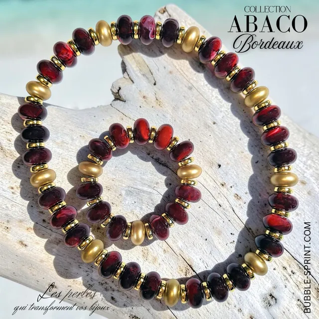 ARTSHOP Abaco parure collier bracelet bordeaux montés 52cm