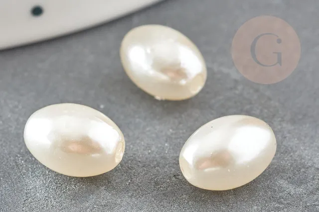 Gingerlily Perles ovale acrylique beige 11mm x5 imitation nacre