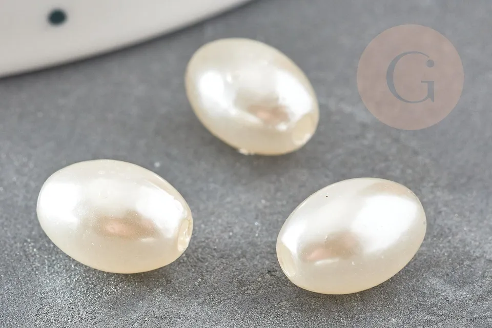 Gingerlily Perles ovale acrylique beige 11mm x5 imitation nacre