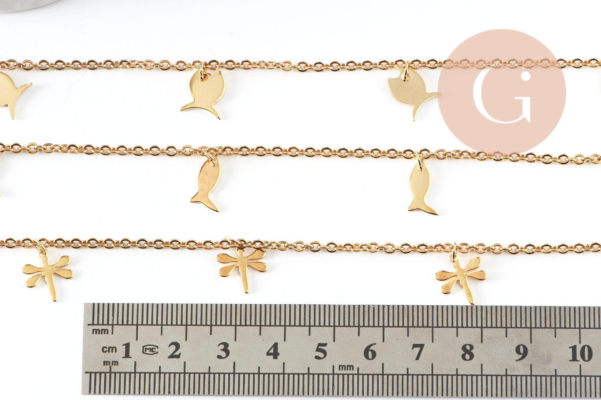 Gingerlily G7110 bracelet cheville acier doré croix coeurs