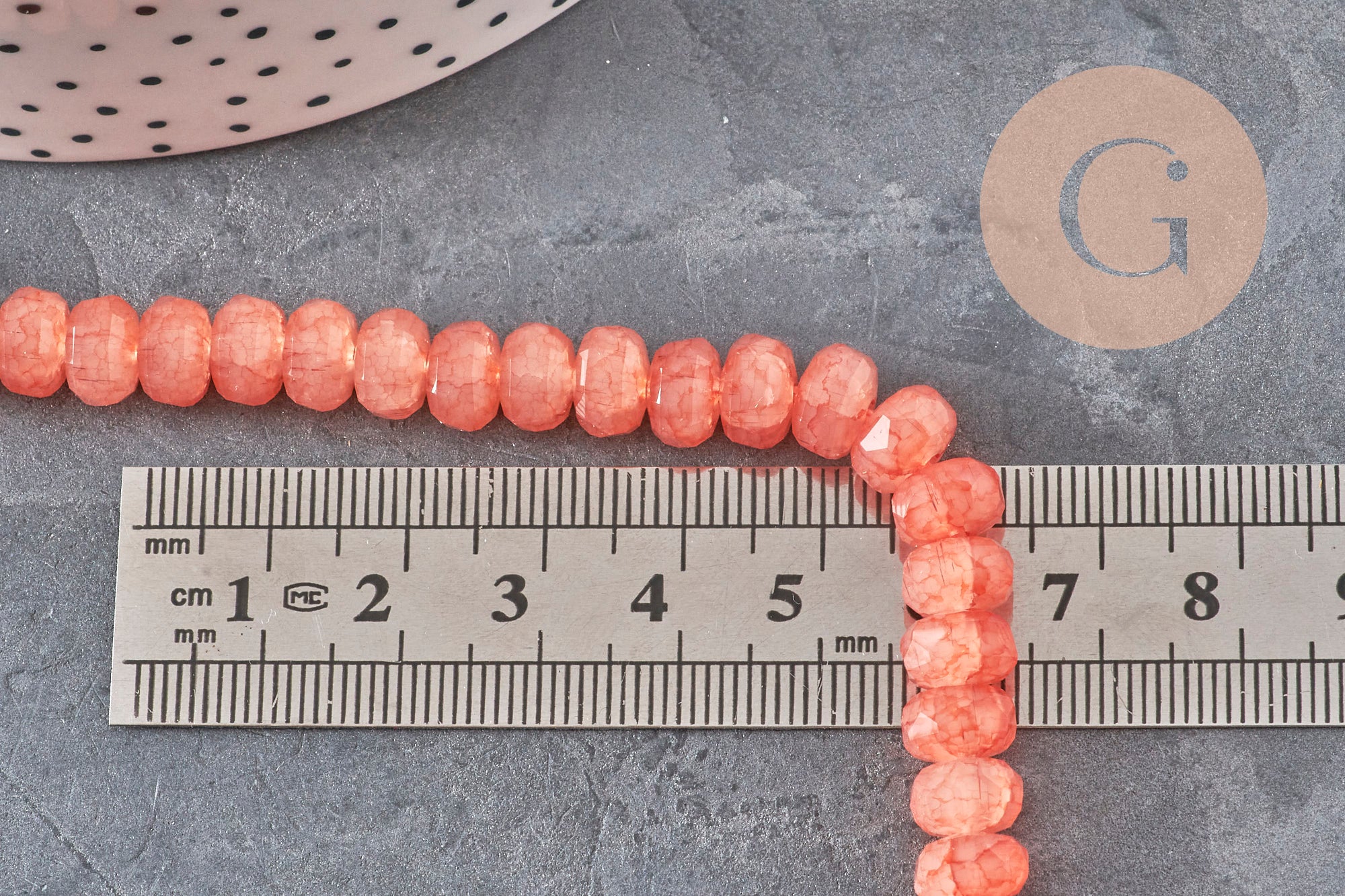 Gingerlily Perles abacus imitation jade rose corail 7,5mm fil 37cm