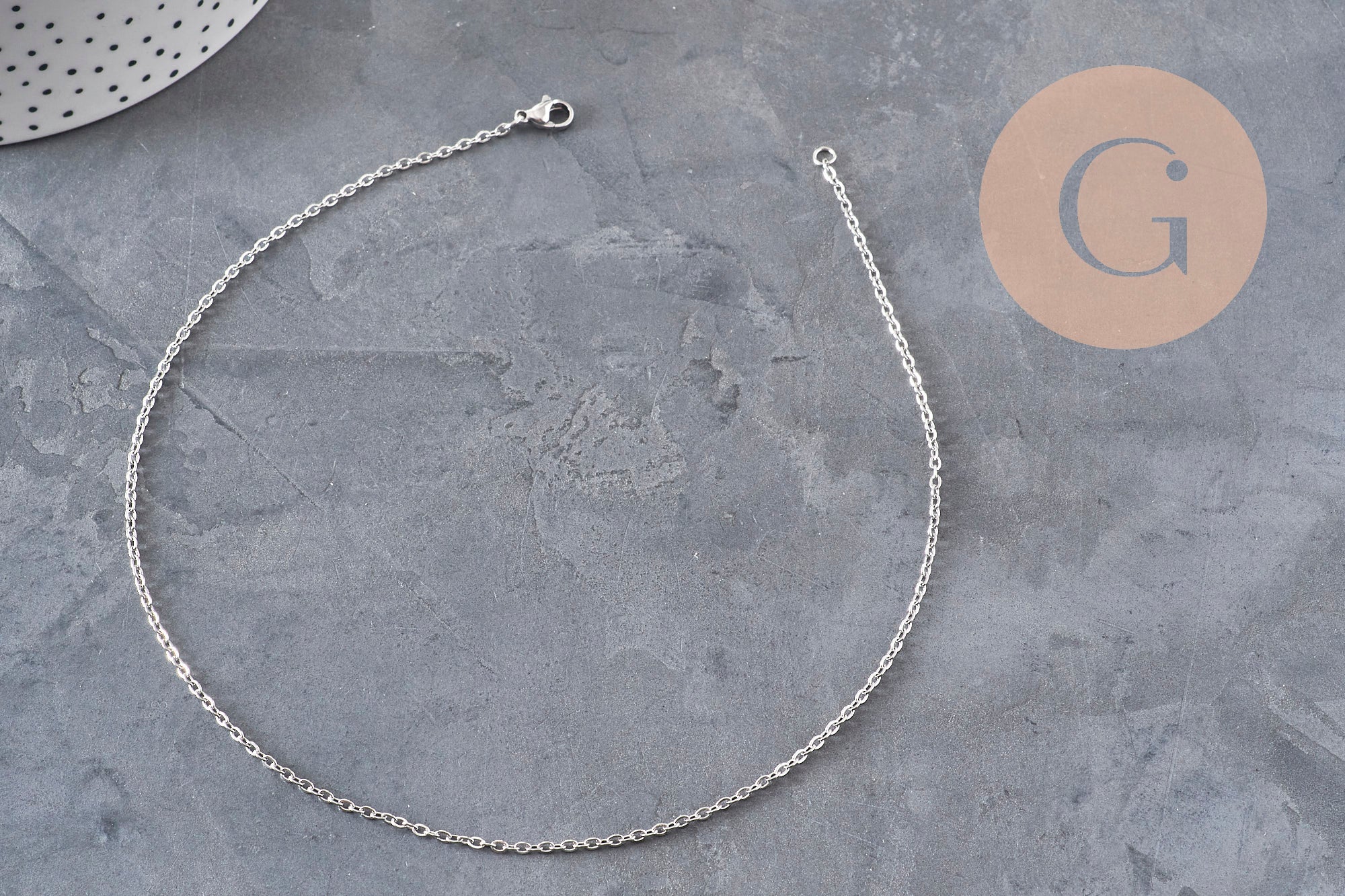 Gingerlily Chaînes collier chaîne forçat platine 2mm 37,8cm x1 inox