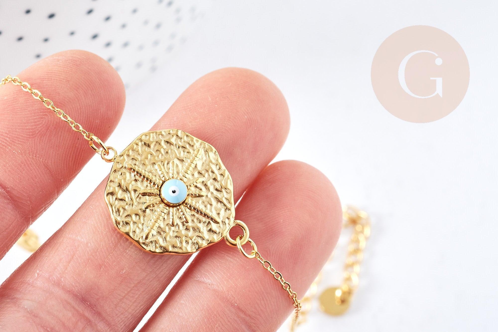 Gingerlily bracelet médaille étoile acier doré 25 cm x1