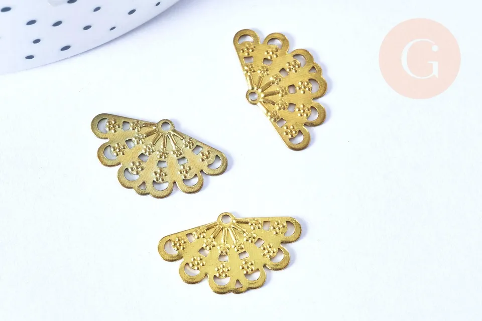 Gingerlily Pendentif éventail G6502 laiton brut 30mm x2