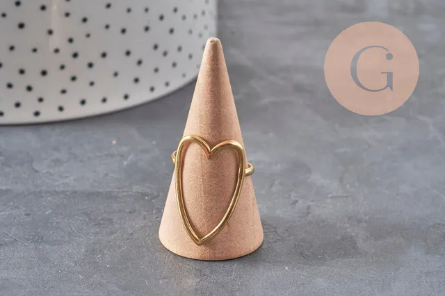 Gingerlily Bague coeur réglable dorée taille 57 acier x1