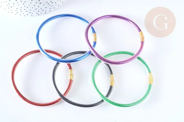Gingerlily Bracelet tube paillettes G7228 PVC 6,3cm noir x1