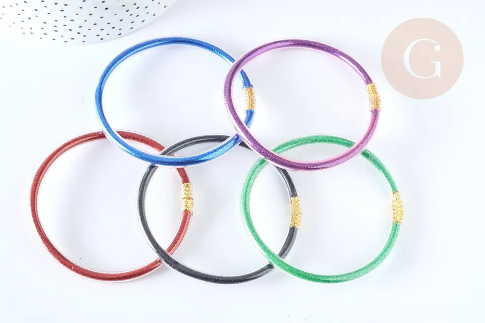 Gingerlily Bracelet tube paillettes G7228 PVC 6,3cm noir x1