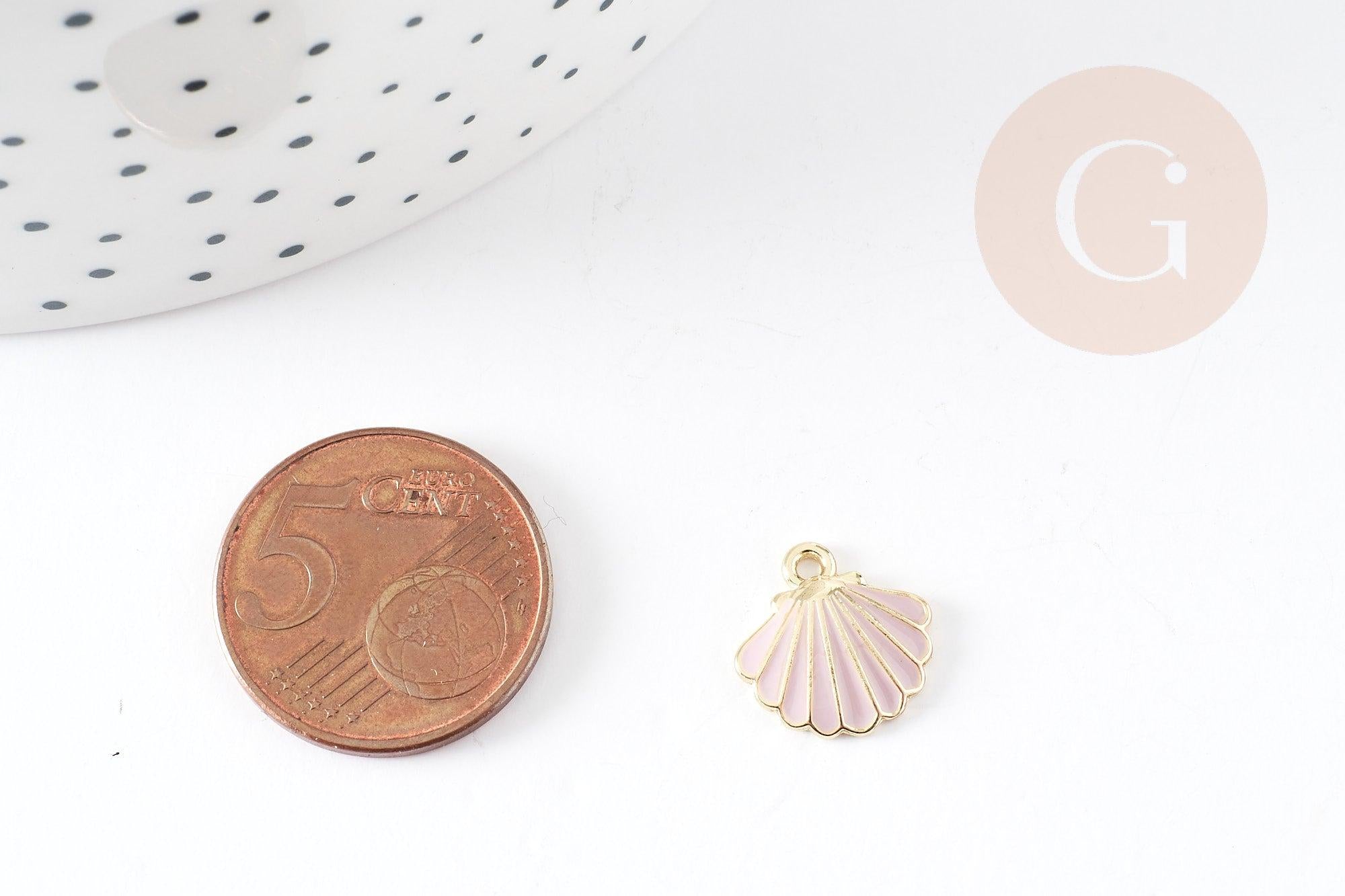 Gingerlily pendentif coquillage G4363 doré rose 13mm x1