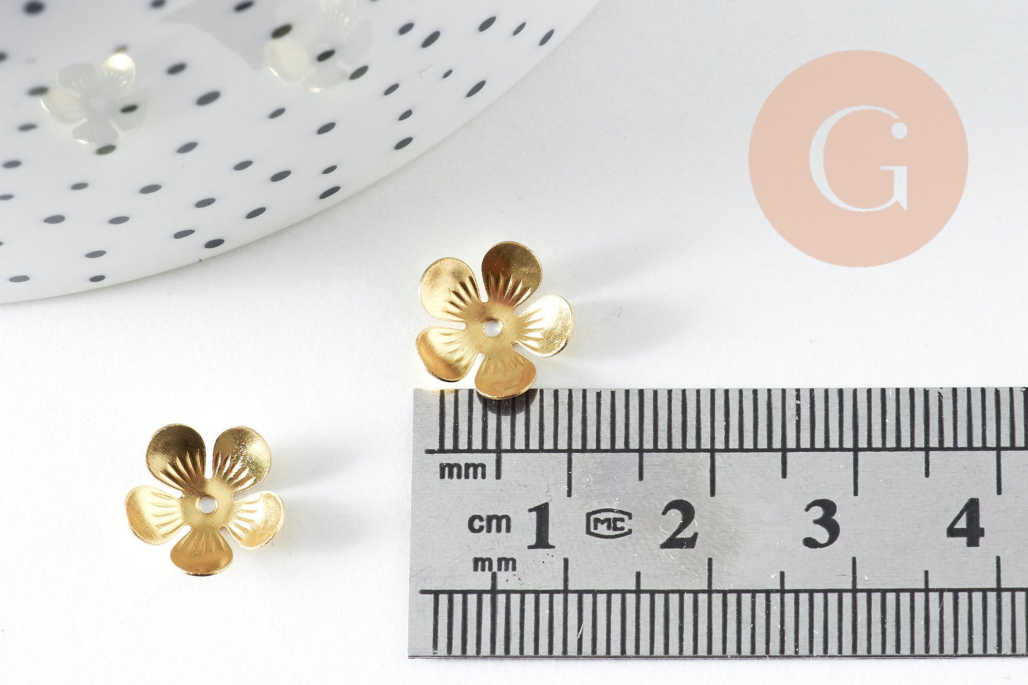 Gingerlily Apprêts calottes fleur laiton brut 11mm x10
