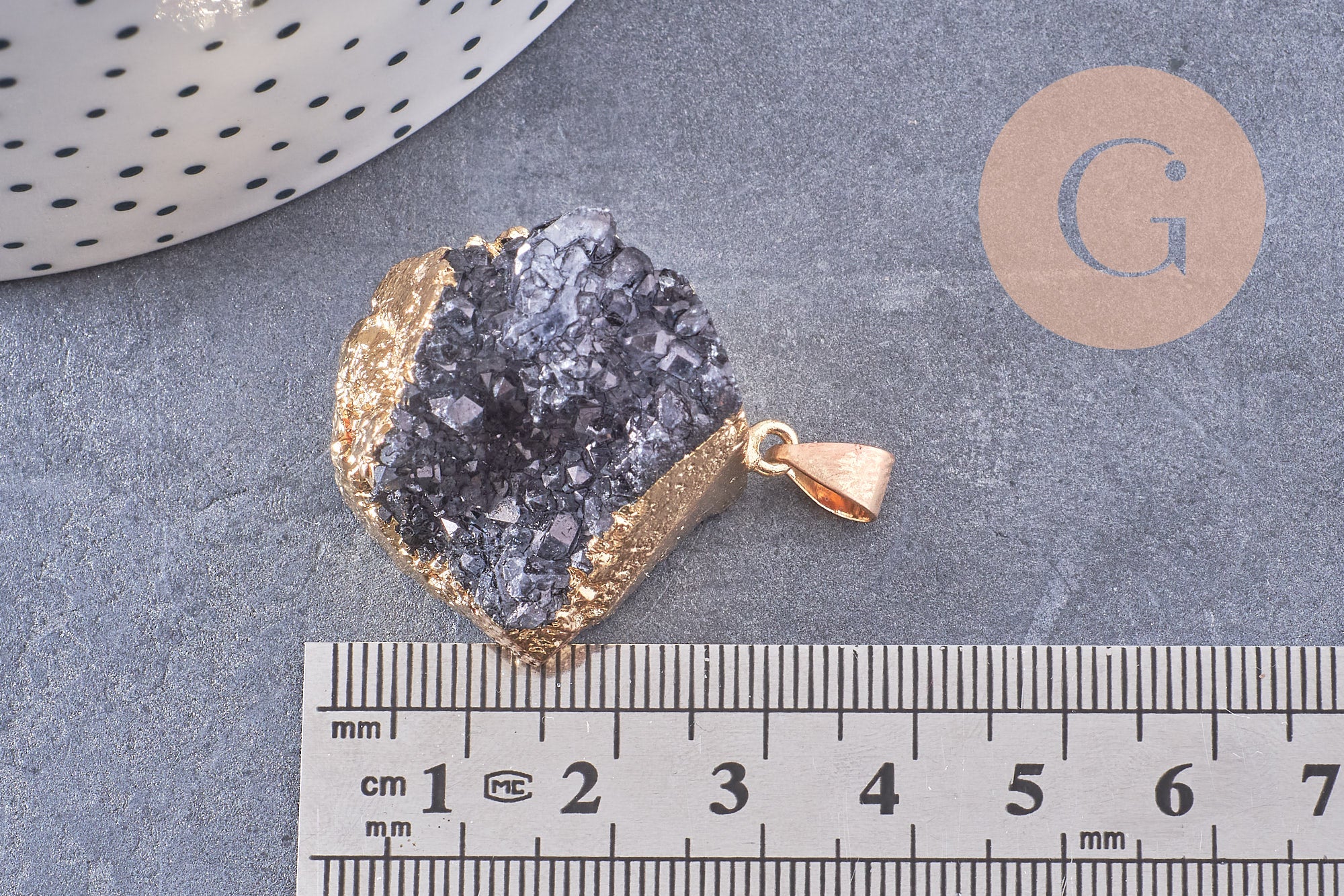 Gingerlily Pendentifs G2567 pendentif agate noire druzy 30mm