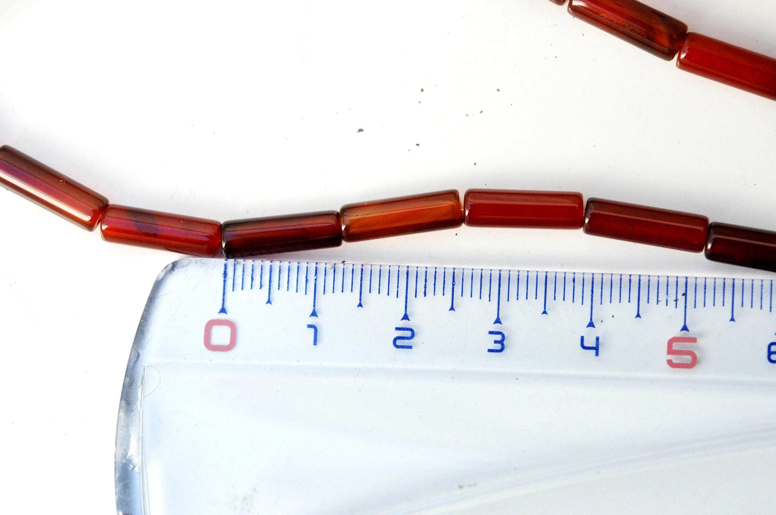 Gingerlily Perles tube cornaline naturelle 13-14mm fil 38cm