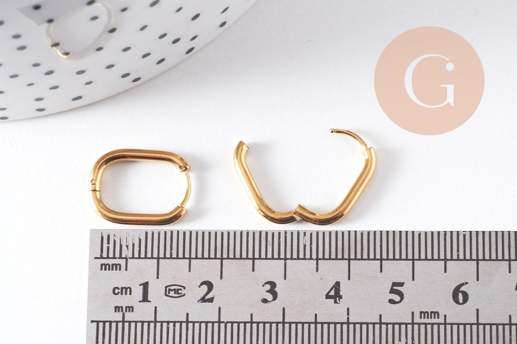 Gingerlily Accessoires créoles ovales acier doré 16,5mm paire