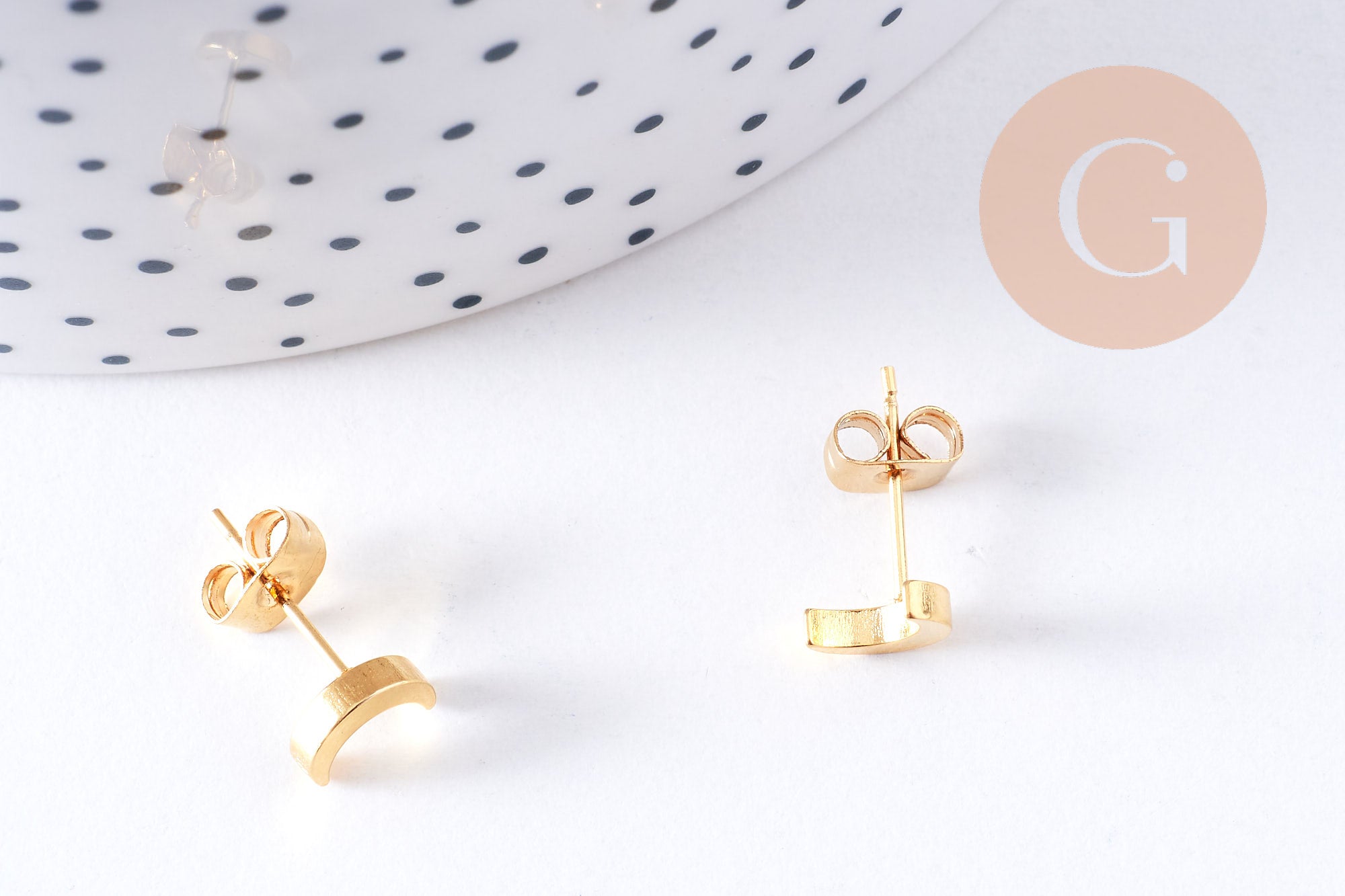 Gingerlily Boucles puces lune acier doré G2991 la paire