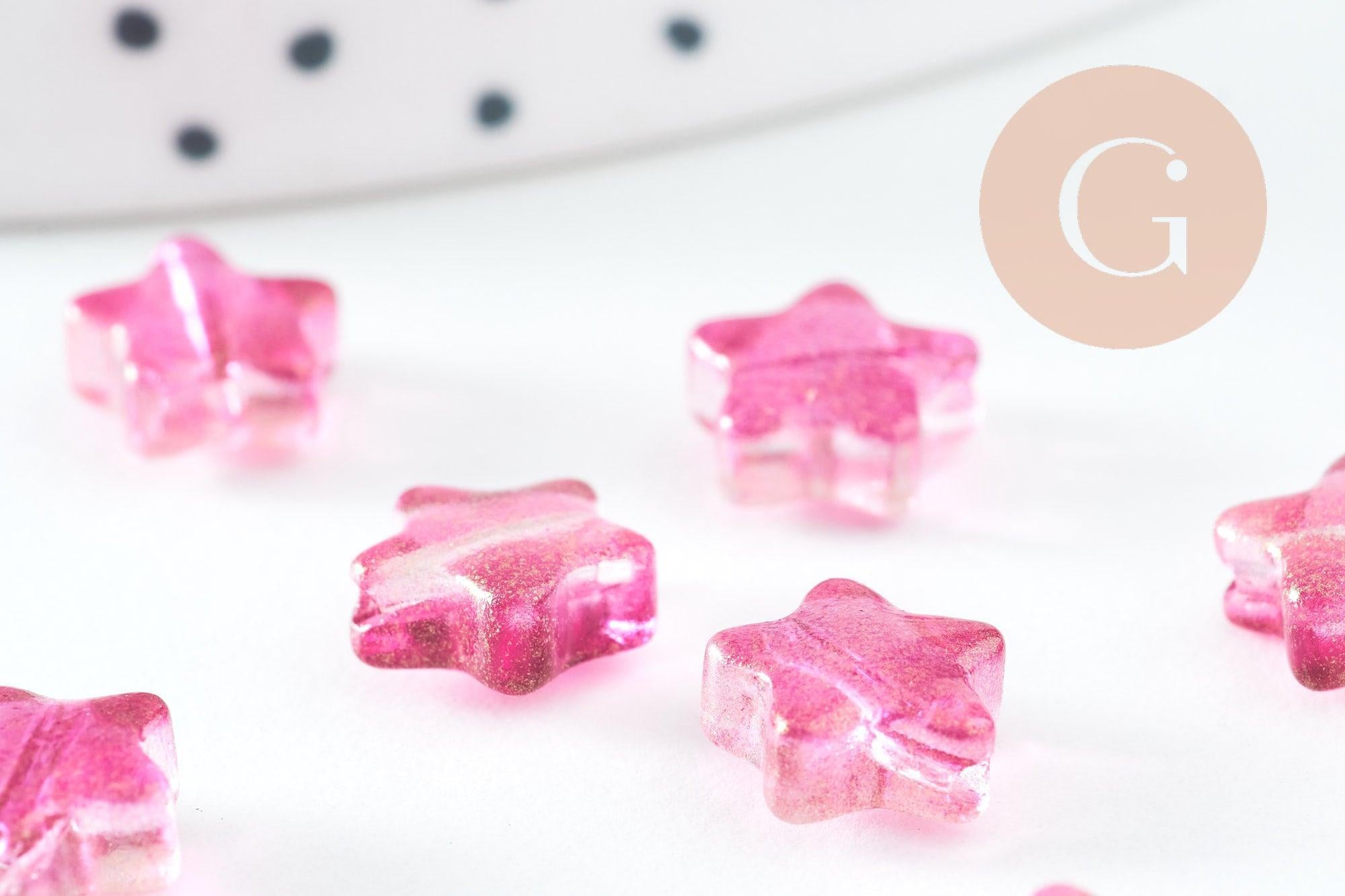 Gingerlily Perles Étoile Fuchsia Doré Imitation Jade 8mm x10