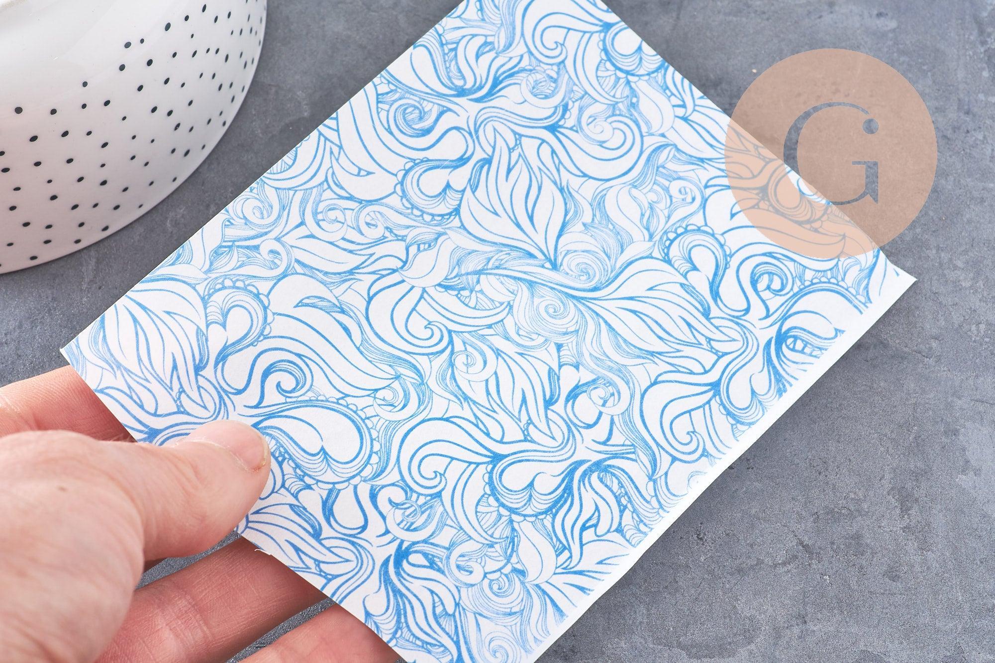 Gingerlily Pâte polymère feuille transfert vagues bleues G10790