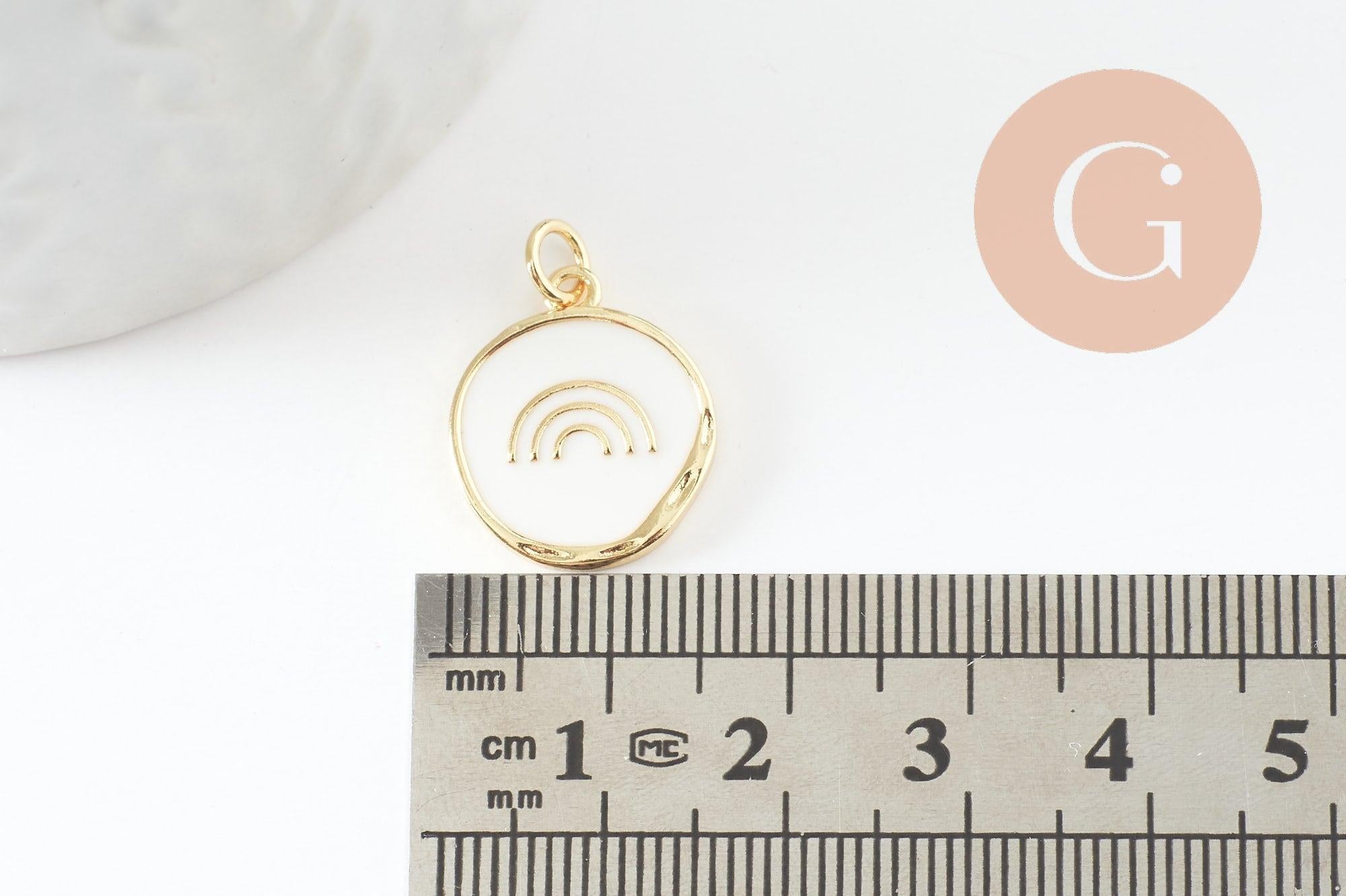 Gingerlily G9733 pendentif médaille arc-en-ciel blanc 18mm
