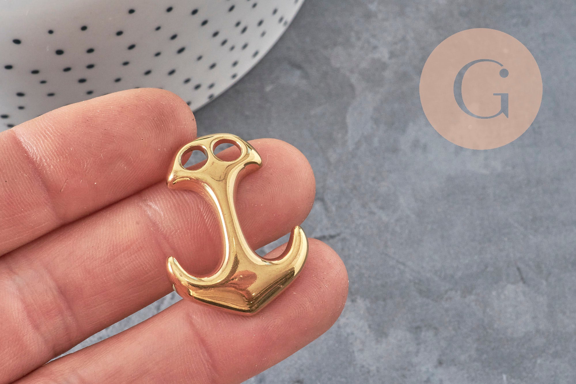 Gingerlily Apprêts DIY G11363 fermoir ancre acier doré 31mm
