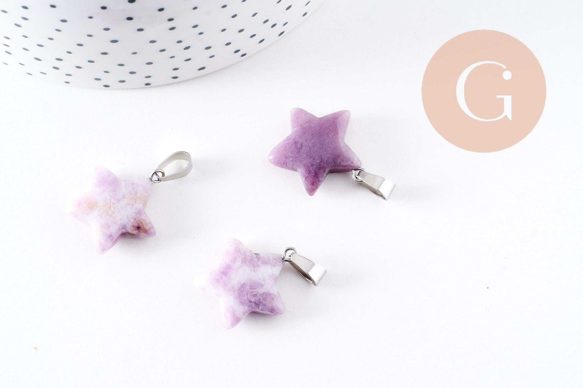 Gingerlily Pendentif étoile lépidolite violette 22mm x1 G10071