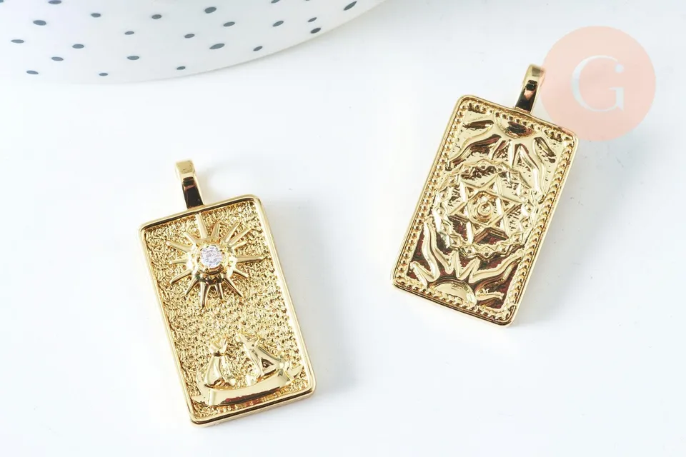 Gingerlily G6423 pendentif tarot La Lune laiton doré 30mm