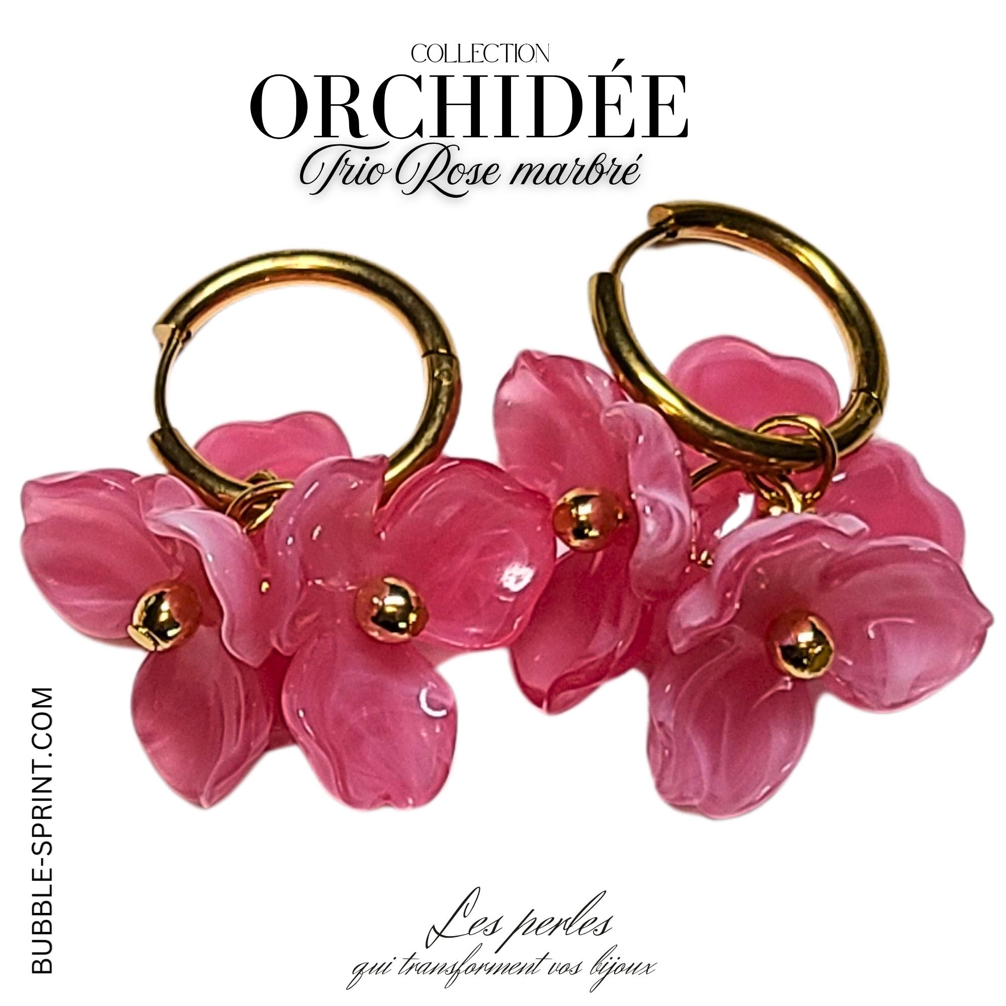 ARTSHOP Trio d'Orchidées créoles rose marbré kit ou montées