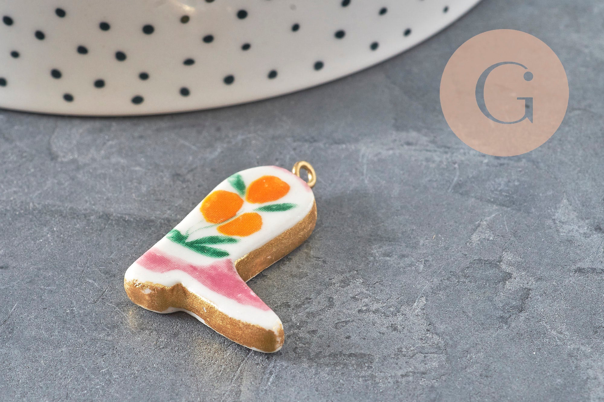 Gingerlily Pendentif botte cow-boy fleurs acier doré 33mm G11244