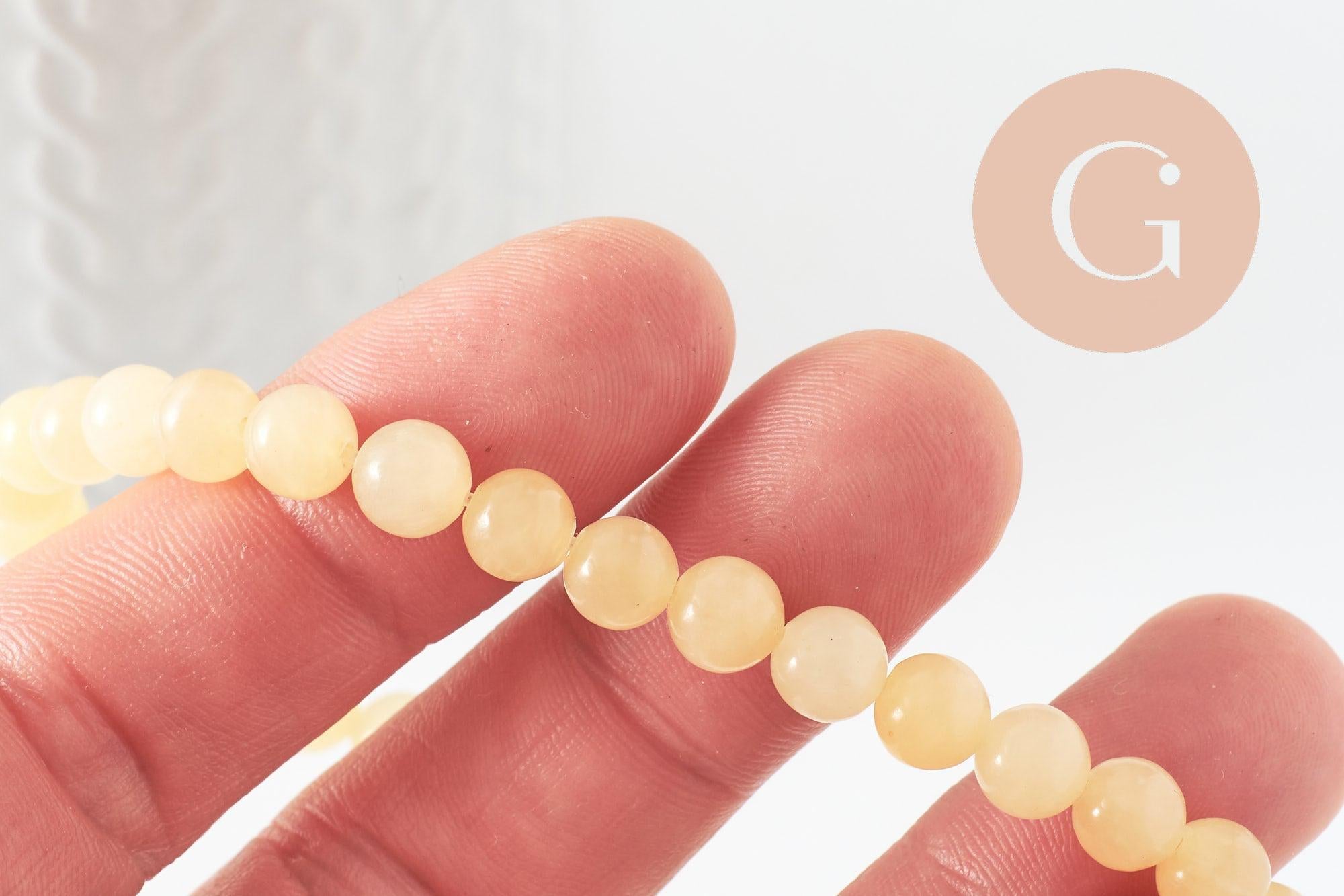 Gingerlily jade G2085 perles rondes jaune clair 6mm fil 19cm