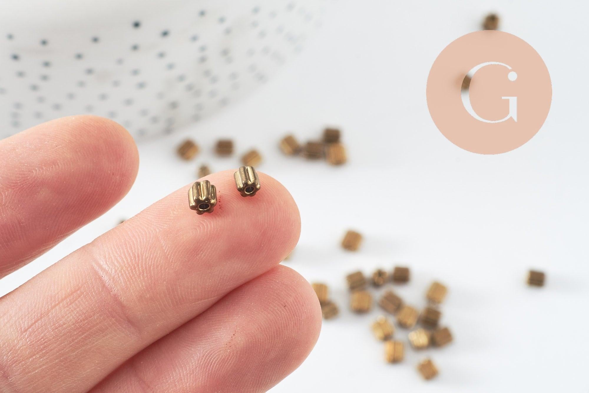 Gingerlily Perles G9885 rocaille tube fleur dorée 3,5mm 10g