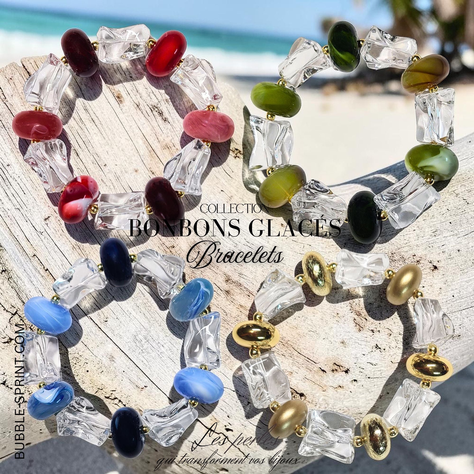 ARTSHOP Bonbons Glacés Bracelet Menthe Glaciale monté acrylique