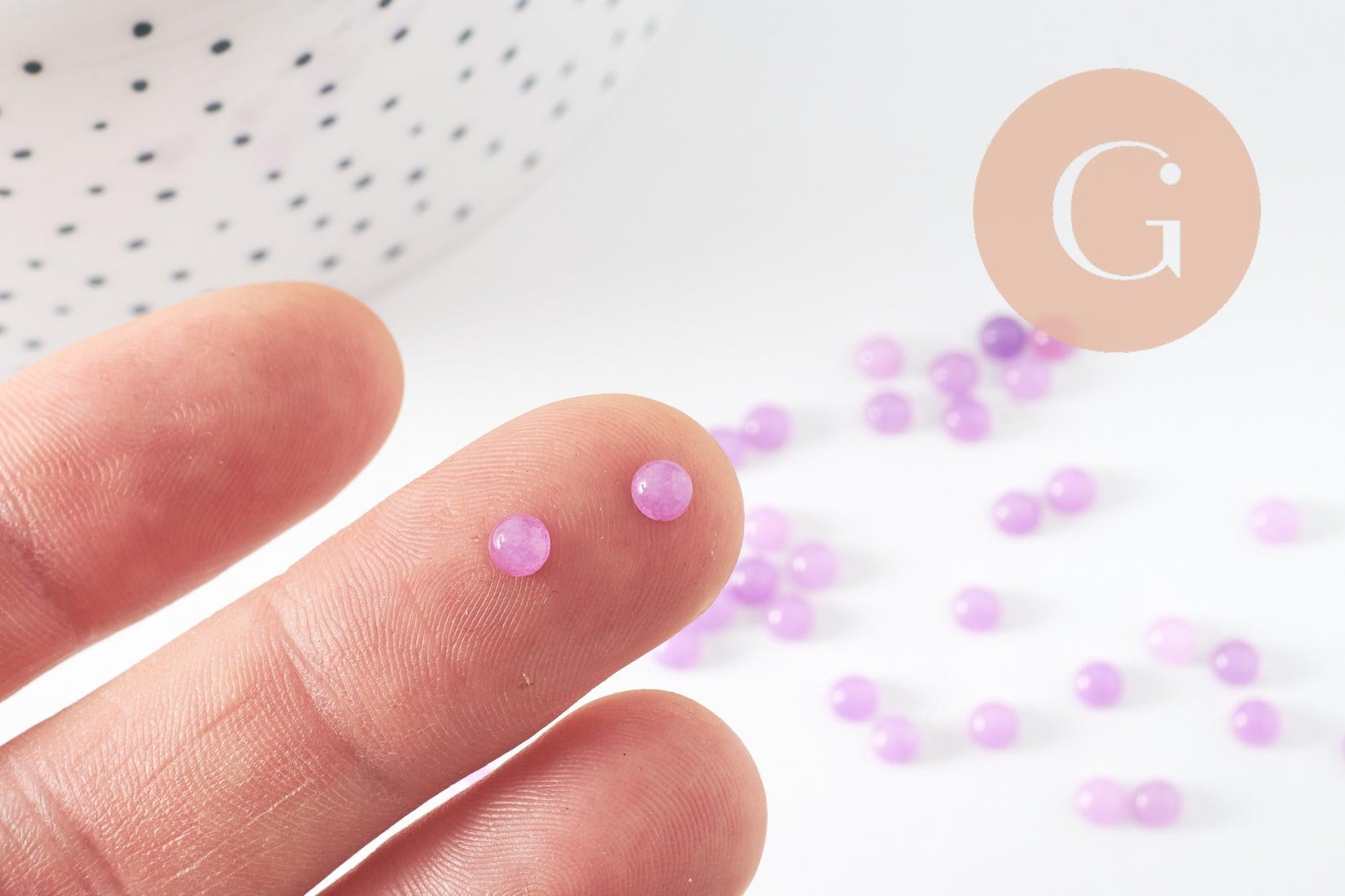 Gingerlily Perles G9948 cabochon rond jade violet clair 4mm x1
