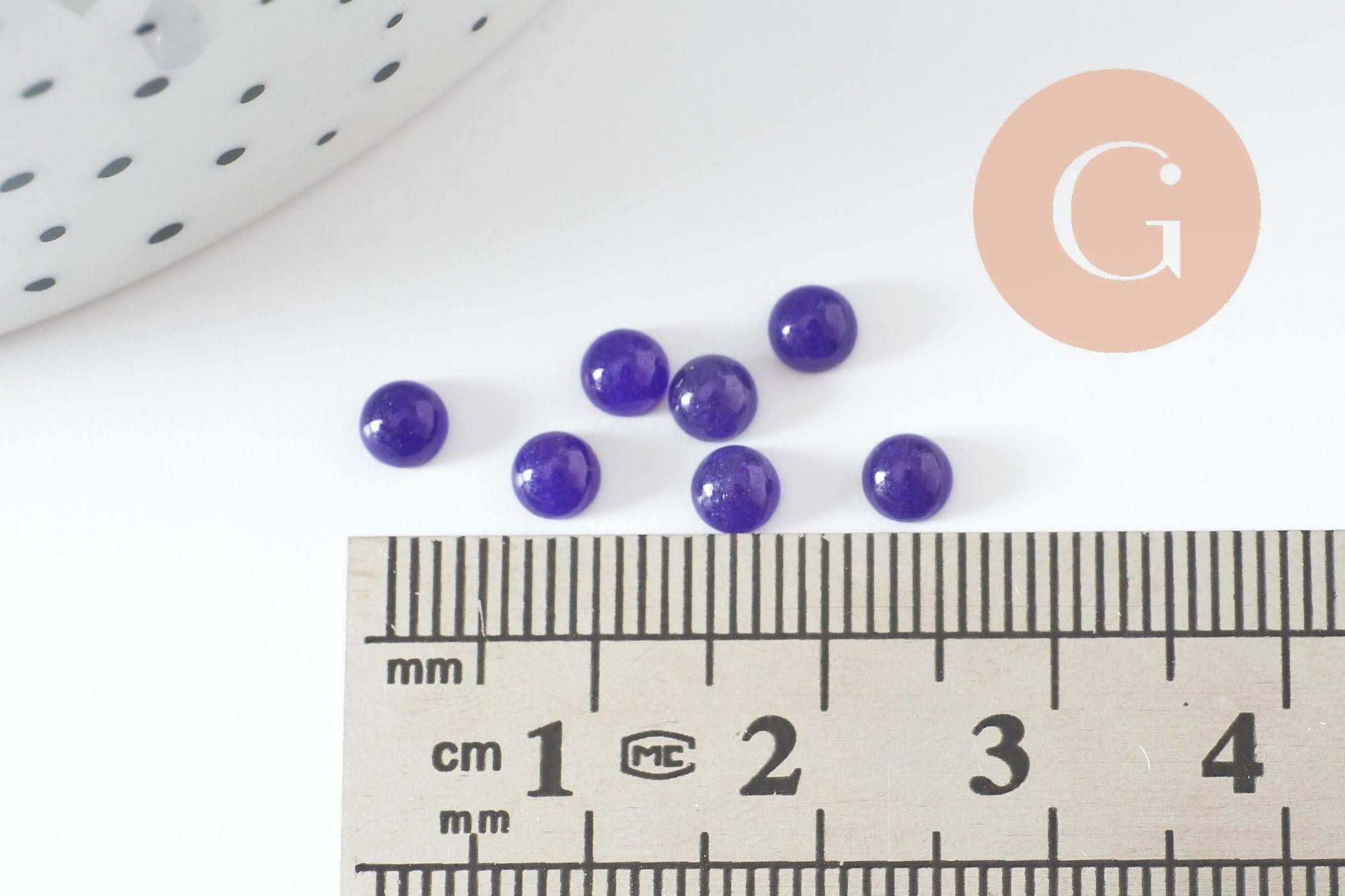 Gingerlily Pierres cabochon rond jade bleu 4mm à coller G9966
